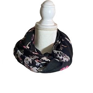 H&M Navy Blue Floral Infinity Circle Scarf